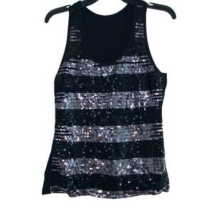 Cute Black and Silver Sequin Tank Top
